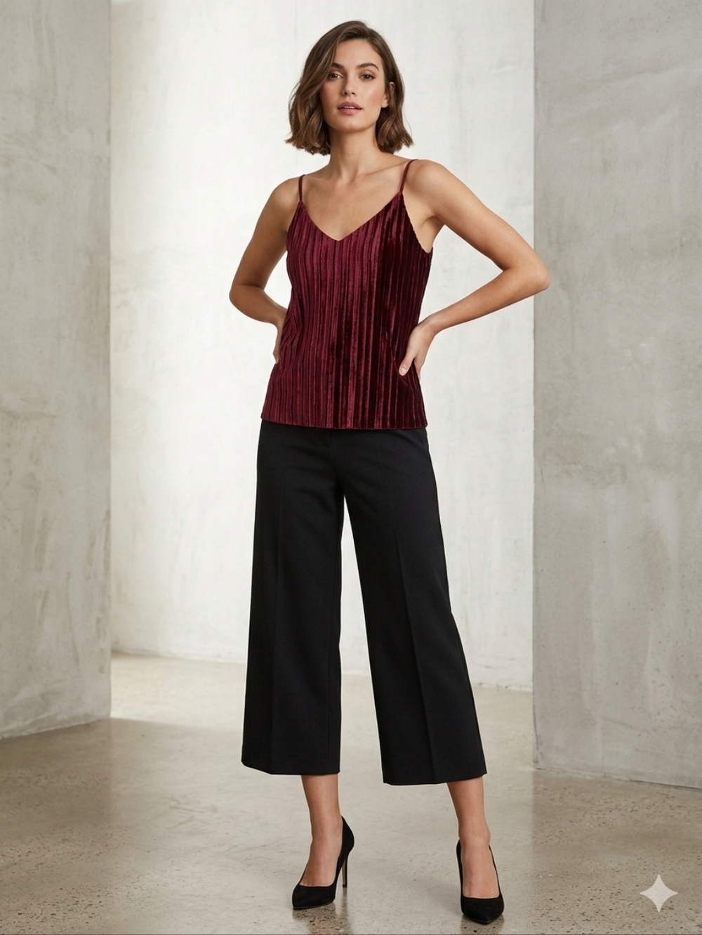 Tart Burgundy Velvet V-Neck Cami